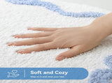 Blue Scalloped Bath Mat - Cute Bow Bathroom Rugs Small Non Slip Bath Mat, Soft & Absorbent Bath Rugs V1258-DP02-C-559
