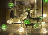 1 Set of Green n White 5cm Rattan Cane 50 Ball Battery Powered LONG 5m String Lights Christmas Gift V382-GREENWHITERATTBALLBATT50