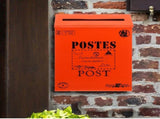 Retro Style Wall Mount Mailbox Iron Post Box with Durable Orange Finish V1369-AZ3-W-24980