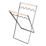 Trash Bag Holder Rubber Wood Handle Iron Flat Appearance Foldable Portable Garbage Bag V1294-YM0716-3117220182611