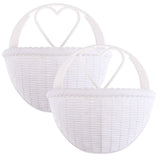 Set of 2 White Plastic Wall Hanging Flower Baskets for Indoor and Outdoor Decoration V1366-AZ2-W-19165