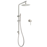 WELS Brushed Nickel 2in1 Shower Set Sliding Rail Arm 8" Round Head Metal Handheld Small Face Mixer V1233-S4902BNSS019CBNKSR108NKRD201N60