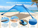 210*200*150CM 2 Poles Beach Tent Shade Canopy with UPF50 Protection Sun Shelter Portable Camping V1107-132-91929-BLU2
