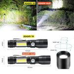 7 Modes Waterproof Rechargeable UV Light Flashlight Torch for Camping V178-58540