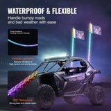 VEVOR 2 PCS 4 FT Whip Light, APP & RF Remote Control Led Whip Light, Waterproof 360&deg; Spiral RGB V952-CRKJPPTDZ4YCDGFM9V9