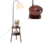 Naples Tripod Floor Lamp Shelf Storage Drawer Bed Side Table Light w/ USB Charger V563-75177
