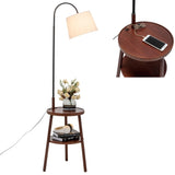 Naples Tripod Floor Lamp Shelf Storage Drawer Bed Side Table Light w/ USB Charger V563-75177