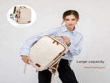Beige Large Capacity Backpack with USB Charging Port and Waterproof Fabric for Travel Work and Daily V888-ELOSUNG43814