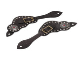 1Pair Spur Strap Leather Rhinestone Western Vintage Style Horse Riding Protective Equipment for V1294-YM3111220274811-0421