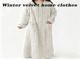 Winter Coral Velvet Nightgown Home Clothes, One Size Fits All Warm Nightgowns Pajamas, Winter Velvet V1192-AZ-W-17700