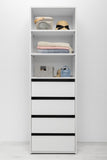 MALMO THREE SHELF/FOUR DRAWER WALK IN WARDROBE - SLIM SHAKER - WHITE V164-ECW4TB