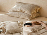 Linen Cotton Pillowcase Pair with Tie Closure Floral Pillow Covers 48x74cm V888-ELOSUNG54962-2