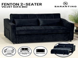 Sarantino Fenton Velvet 2-Seater Sofa Bed - Black SOFA-7007-VEL-BK