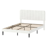Levede Double Bed Frame Upholstered Adjustable Headboard Bed Platform White BF1083-WH-AU