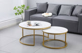 Nesting Style Coffee Table - White on Champagne Gold - 80cm/60cm V292-NEST-WHT009