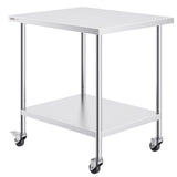 Stainless Steel Work Table 30 x 18 x 38 Inch, with 4 Wheels, 3 Adjustable Height Levels, Heavy Duty V952-CFBXGGZTLCDJB9CR8V0