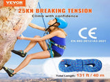 10.2mm Dynamic Climbing Rope, 40M Outdoor Rock Climbing Rope 25KN Breaking Tension, V952-DSDLS131YC103J6V8V0