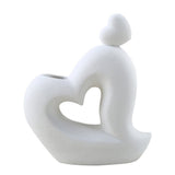 Ceramic Heart-Shaped Vase in White for Home Flower Arrangements V1369-AZ3-W-18367