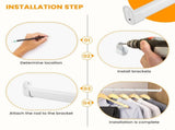 18-63" Oval Closet for Hanging Clothes Adjustable Closets Heavy Duty Black Poles Bar Closet V1107-127-92679-WHT3