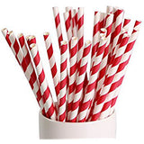 200 Pack Red White Drinking Straws Biodegradable Eco Paper Birthday Party Event Bistro Bar Cafe Take V382-REDSTRAW200
