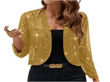 Sparkly Women'S Jacket Sheer Jacket Women'S Outerwear Fashion Jacket Glamorous - Yellow - Size XXL V1106-948-62541-YEL-XXL