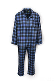 Mens Flannelette Pyjama Set Sleepwear Soft 100% Cotton PJs - Blue Check - XXL V563-JSPJ4-24-48-XXL