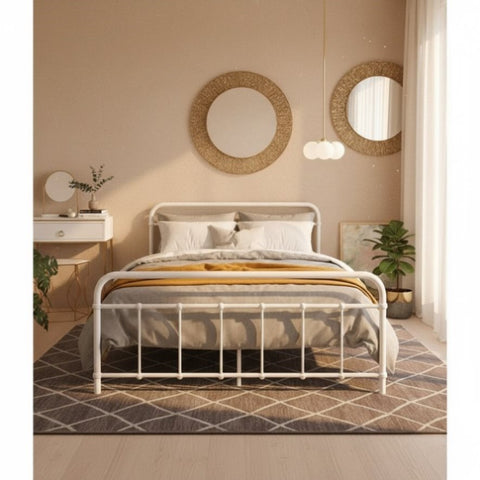 Artiss Bed Frame Metal Bed Frame LEO - Double MBED-C-LEO-D-WH