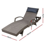 Gardeon 2x Sun Lounge Wicker Lounger Outdoor Furniture Beach Armchair Adjustable Grey&Beige FF-LOUNGE-ARM-P-GEX2