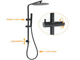 Matt Black Round 10" Rain Shower Head Brass Handheld Slide Rail Riser Arm Mixer Set V1233-C4902B22PHT006CBKSR110BKRD201B