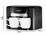 Dual Extraction Coffee Machine with Two Ceramic Cups, 650W Compact Espresso Maker for Home and Small V1341-ZY-9GDNGSZN-BLACK