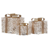 Christabelle Set of 3 Battery Operated Golden Christmas Gift Boxes Warm White LED Lights Indoor 112_MHA604