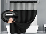 Black Hook Free Waffle Weave Shower Curtain - Double Layer Curtain with Removable V888-ELOSUNG55235-6