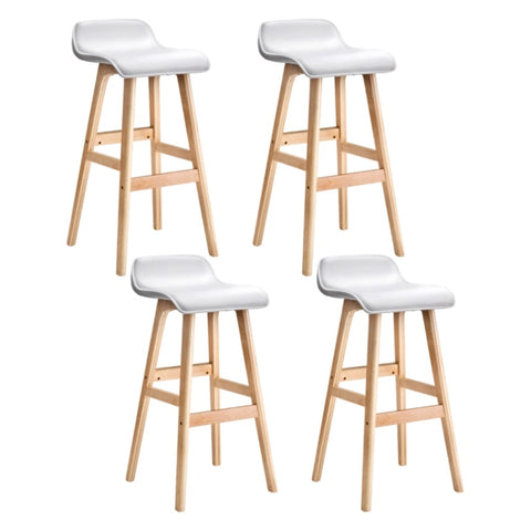 Artiss 4x Bar Stools Wooden Stool White BENT-C-077-WHX4