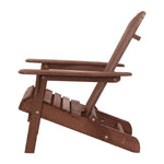 Gardeon Adirondack Outdoor Chairs Wooden Foldable Beach Chair Patio Furniture Brown FF-BEACH-NTLCHAIR-BR