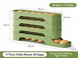 4-Tier Green Rolling Egg Storage Box - Grade PP Plastic - Automatic Dispensing, Space Saving Fridge V888-ELOSUNG56134-6