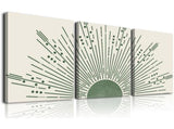 Green Boho Wall Art Set of 3, Minimalist Framed Wall Art Geometric Line Leaf Sun Moon Beige Green V1192-AZ-W-26533