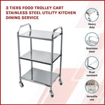 3 Tiers Food Trolley Cart Stainless Steel Utility Kitchen Dining Service V63-827561