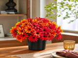 Fall Artificial Daisy Chrysanthemum Potted Plant, Orange Red Yellow Silk Cloth Faux Flowers with V1366-AZ2-W-24916