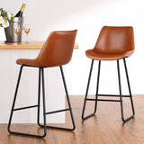 Artiss 4x Bar Stools Leather Padded Metal Legs Brown BA-TW-8068-BRX4