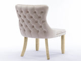 8x Velvet Upholstered Dining Chairs Tufted Wingback Side Chair with Studs Trim Solid Wood Legs for V226-SW8809BG-4