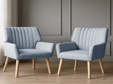 Artiss 2X Armchair Fabric Blue Grey UPHO-C-ARM-5098-GYX2