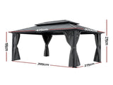 Instahut 3x4.25m Gazebo Hardtop Steel Roof Outdoor Pavilion GAZB-IR-ALU-RF-3X4-ABCD
