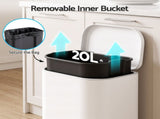 Cefito 20L Trash Bin Steel Pedal Bins Soft Close Kitchen Rubbish Waste Can White RB-20L-1C-WH