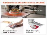 Stainless Steel Table, 61 x 45 cm Food Prep Worktable with Wheels, Kitchen Prep Table with V952-DLGZT2CWDB24K995G001V0