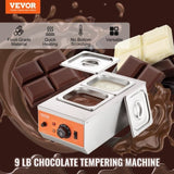 VEVOR Chocolate Tempering Machine, 2 Tanks Chocolate Melting Pot with TEMP Control, 800W Stainless V952-QKLR9800W3042CKX1V3
