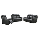 3-2-1 Seater Electric Leather/PVC Black Recliner Set V43-SET-FNX-3R-2R-1RBL