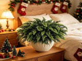 Artificial Cedar Bush Faux Green Fern Stems For Vase Indoor Decor 12 Pack Plastic Greenery V1369-AZ3-W-11195