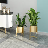 SOGA 30CM Gold Metal Plant Stand with Flower Pot Holder Corner Shelving Rack Indoor Display FPOTH32GLD