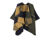Outdoor Styling Cape, Large Block Square Colour Splicing, Army Green V1221-XM-LB2156-ZS57