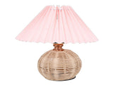 Pleated Table Lamp Soft Yellow Light Linen Lampshade Rattan Base Bedside Lamp for Bedroom Roseate V1294-YM0901-3119250082811